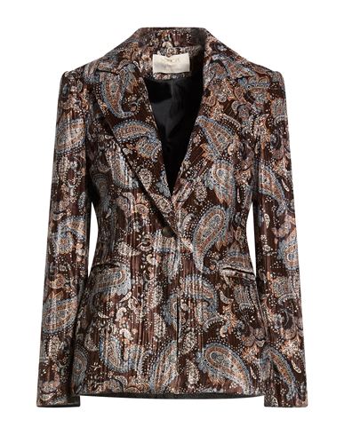 Woman Blazer Dark brown Size 2 Polyester