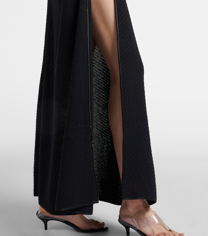 Knitted cotton-blend maxi skirt
