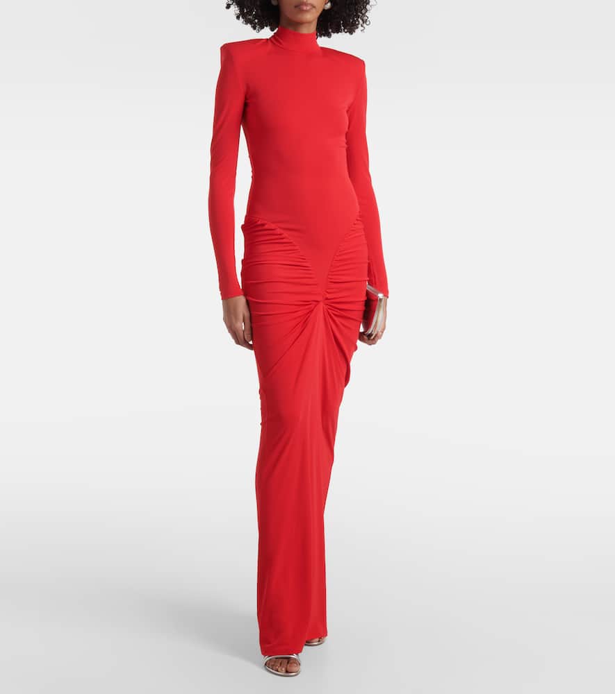 Darja ruched high-neck gown