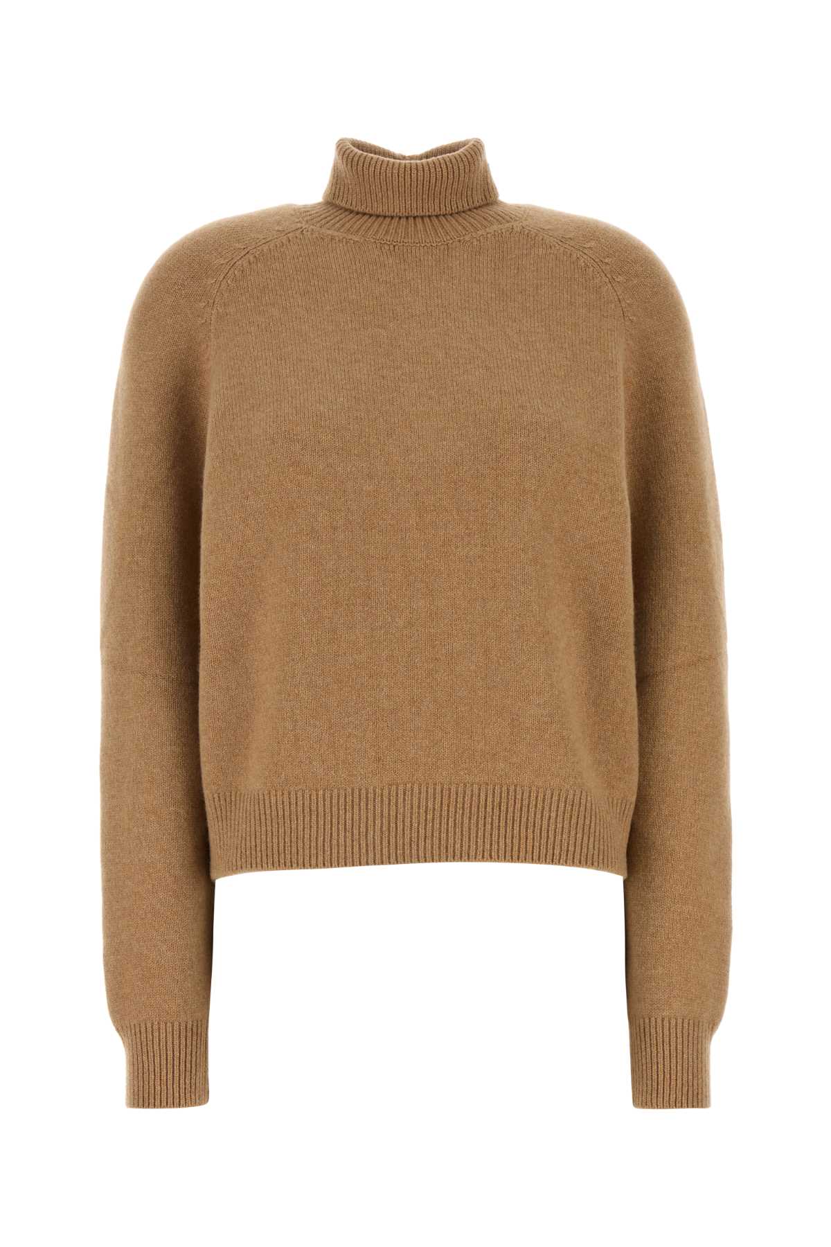 Cashmere-Nylon Turtleneck Sweater — Beige