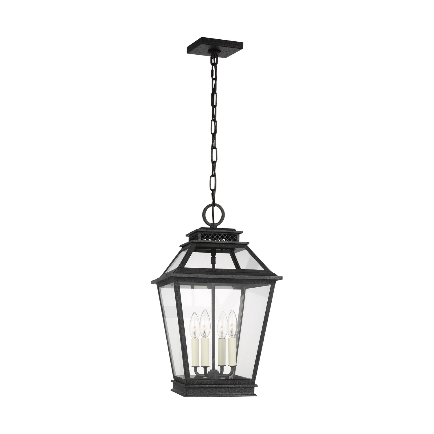 Visual Comfort Studio Falmouth 4-Light Outdoor Hanging Light in Dark Weathered Zinc by Chapman & Myer