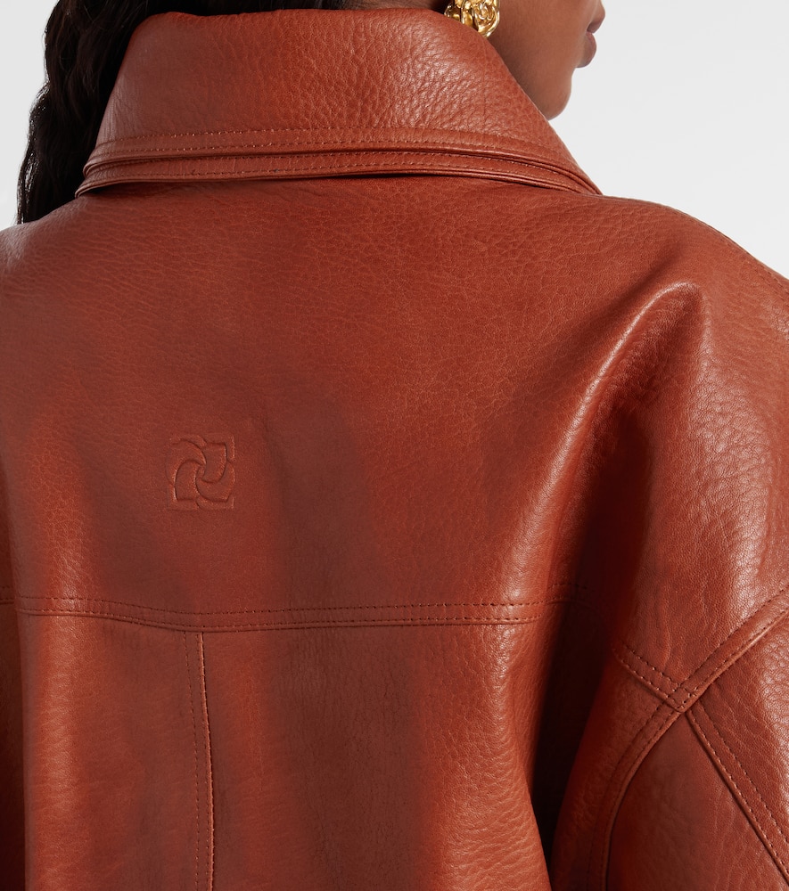 Leather blouson jacket