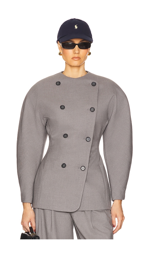Helsa The Curvilinear Blazer in Charcoal - Charcoal. S also in
