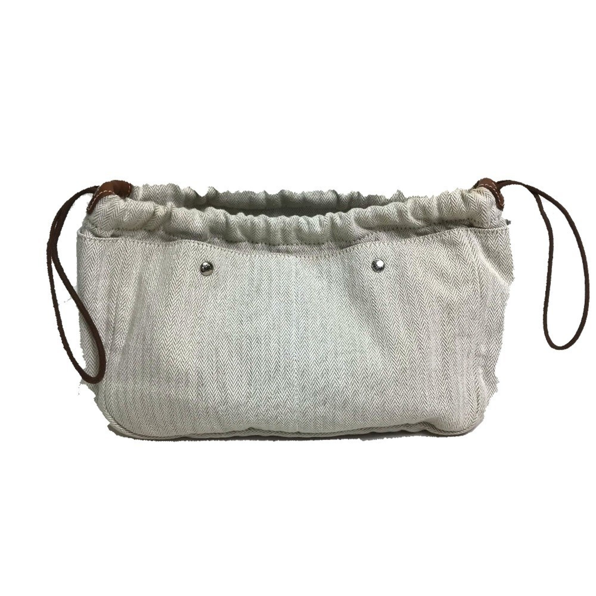 Hermes Beige Toile Chevron Pouch Pre-Owned