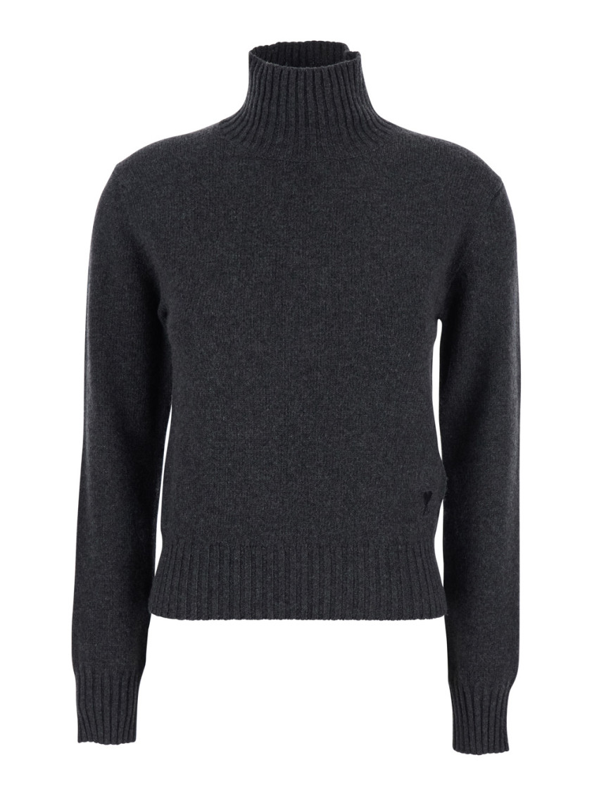 Grey Solid Turtle Neck Sweater