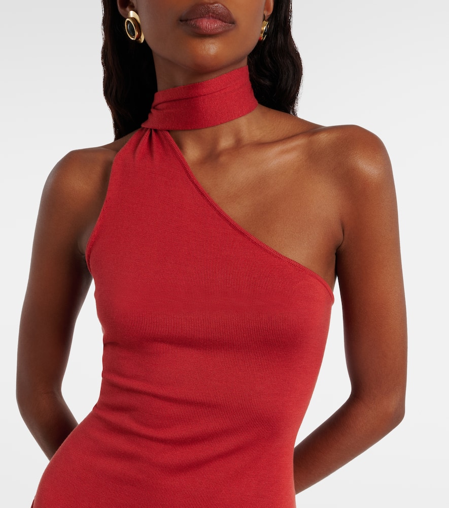 Draped silk-blend jersey minidress