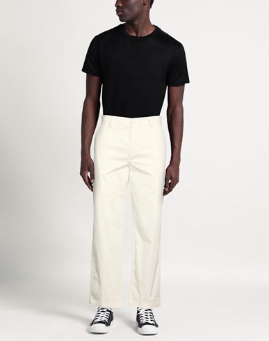 Man Pants Off white Size L Cotton, Elastane