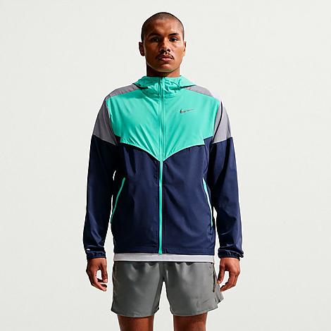 Men's Impossibly Light Windrunner Running Jacket in Midnight Navy/Hyper Turquoise/Wolf Grey
