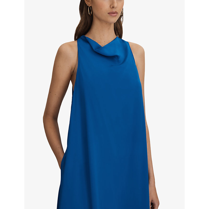 Womens Cobalt Blue Dina Cowl-neck Satin Maxi Dress