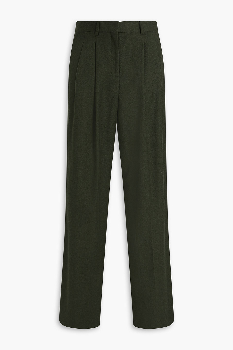 Wool-flannel wide-leg pants - Green - US 0