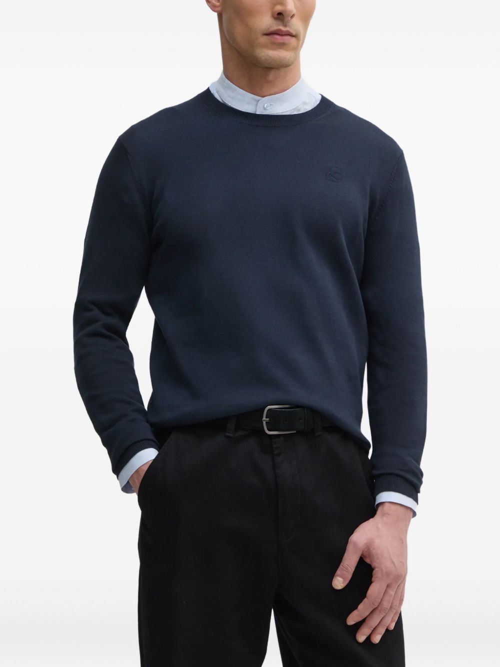 Embroidered crew-neck sweater - Blue