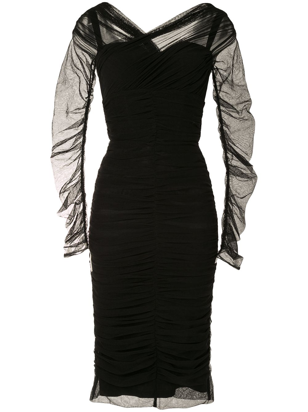 Ruched midi dress - Black