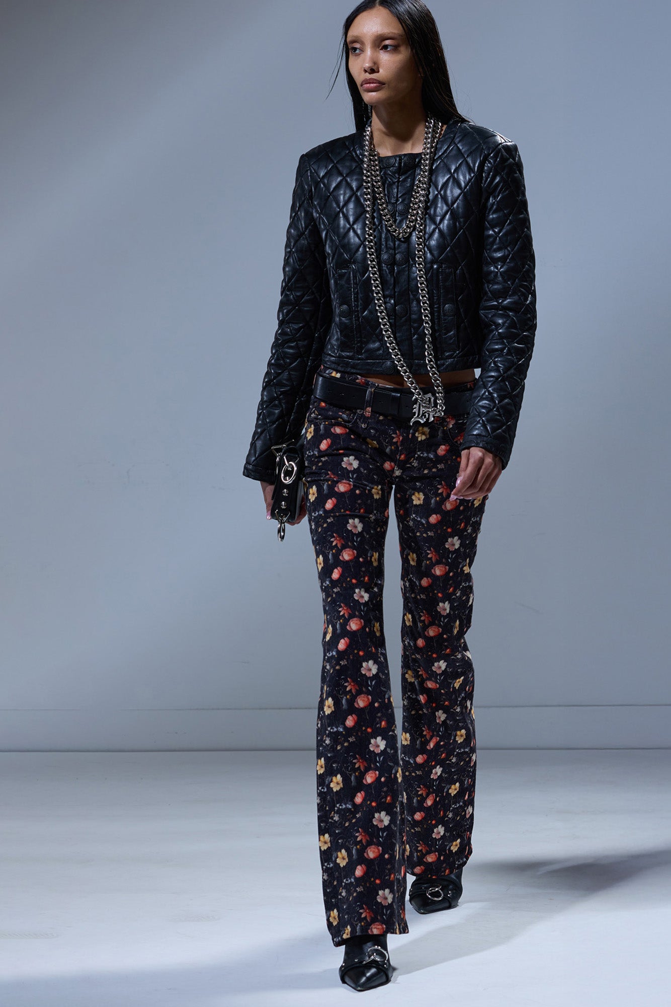 R13 Boy Flare - Lunar Petal Velveteen Black
