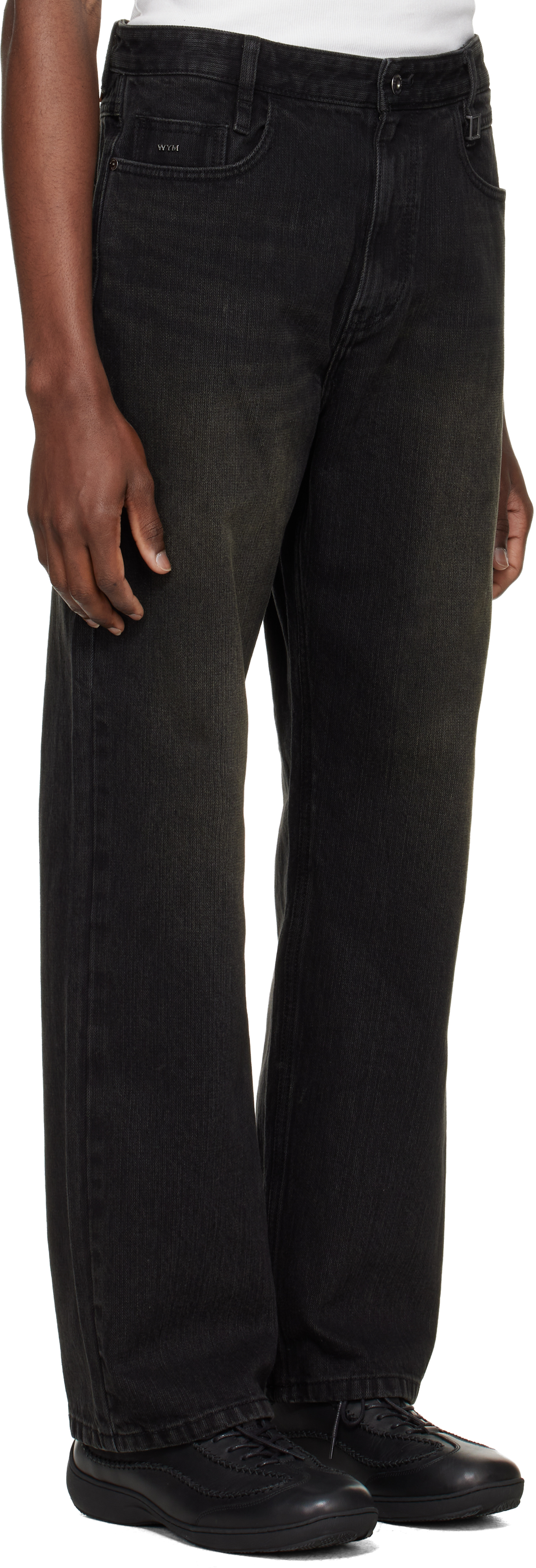 Black Tin Wash Straight Jeans