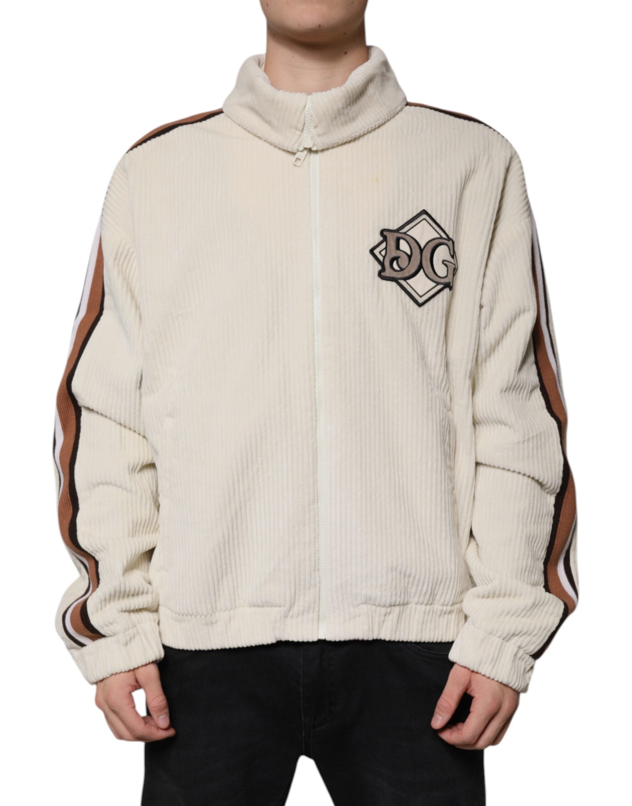 Logo Appliqué Cotton Corduroy Jacket — Beige