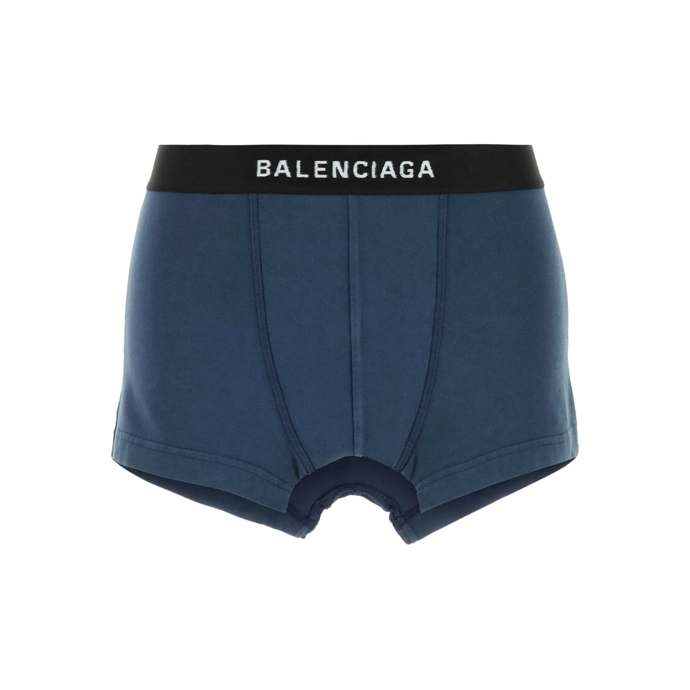Blue Stretch Cotton Mini Skirt