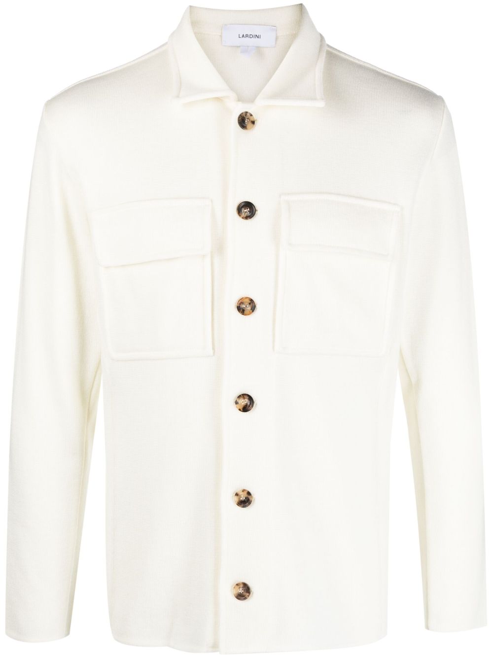 Spread-collar wool shirt jacket - Neutrals