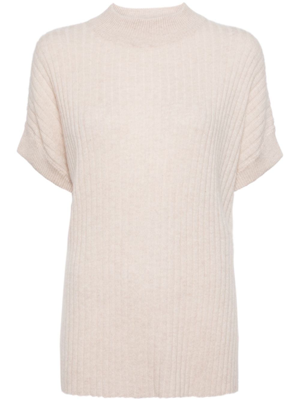 Ribbed-knit organic cashmere poncho - Blue