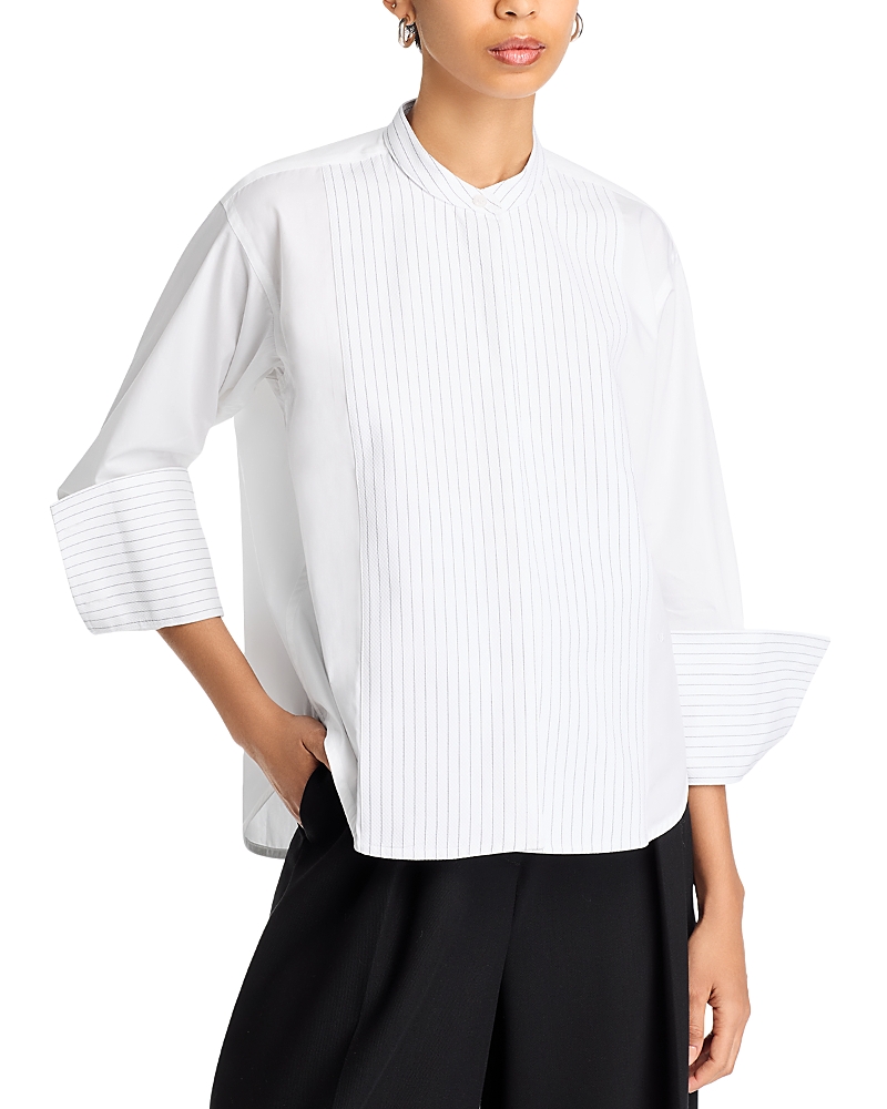 Cropped tuxedo shirt - White