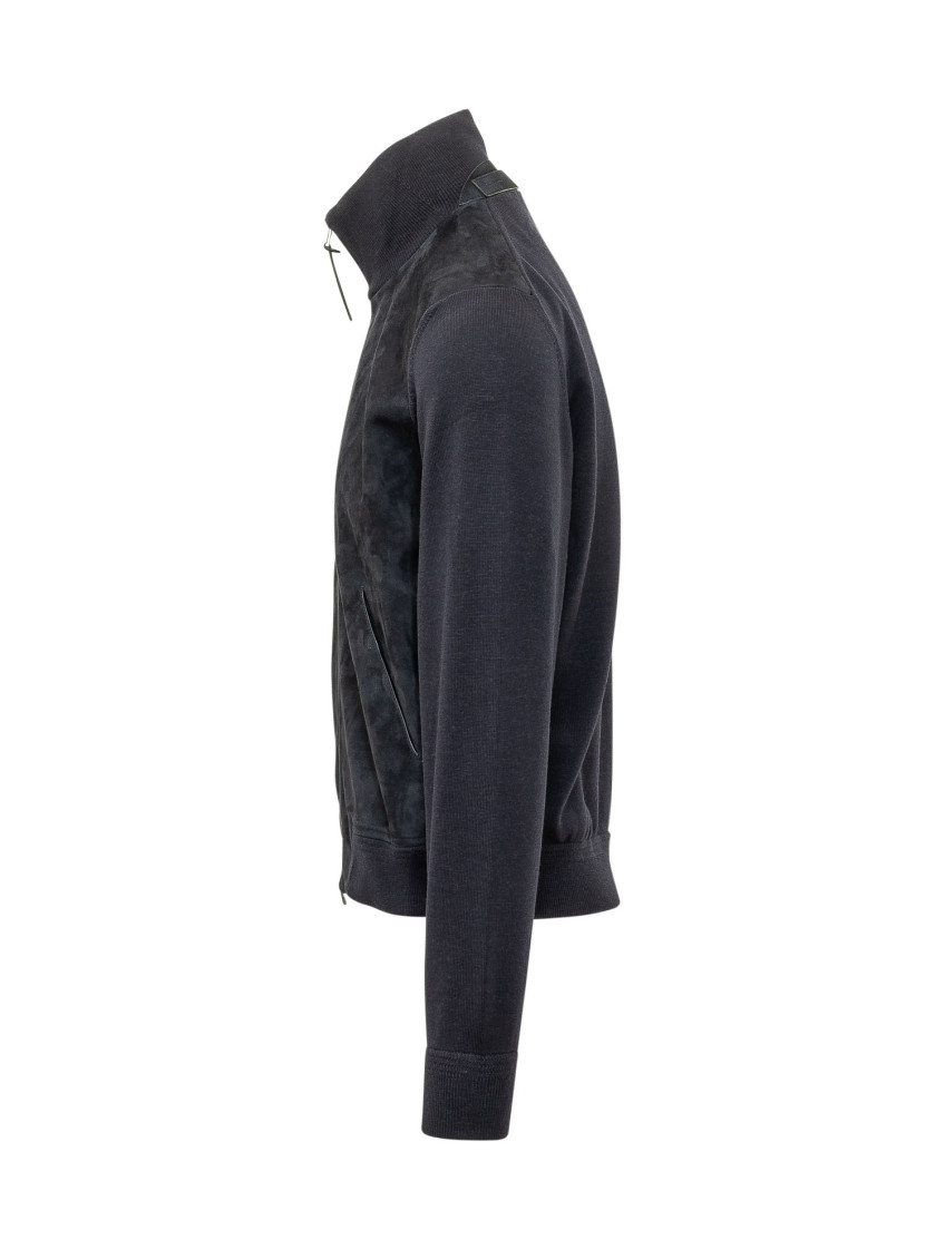 Navy Blue Mock Collar Jacket