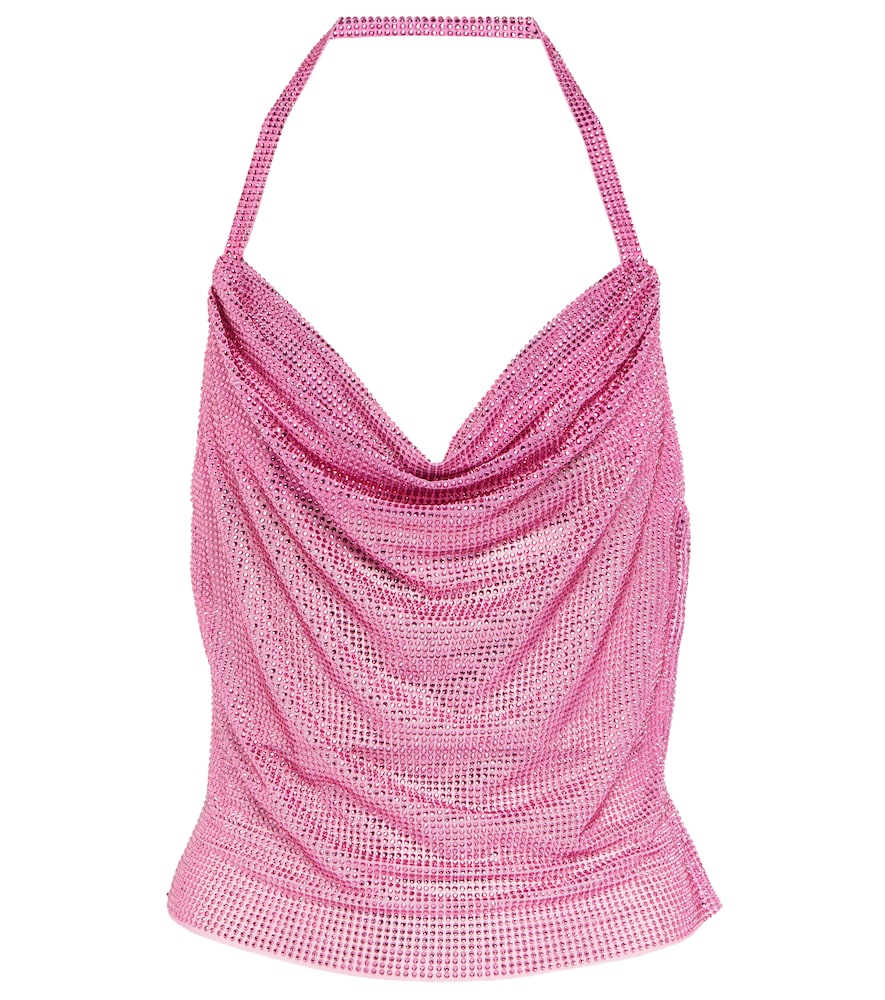Embellished cowl-neck top