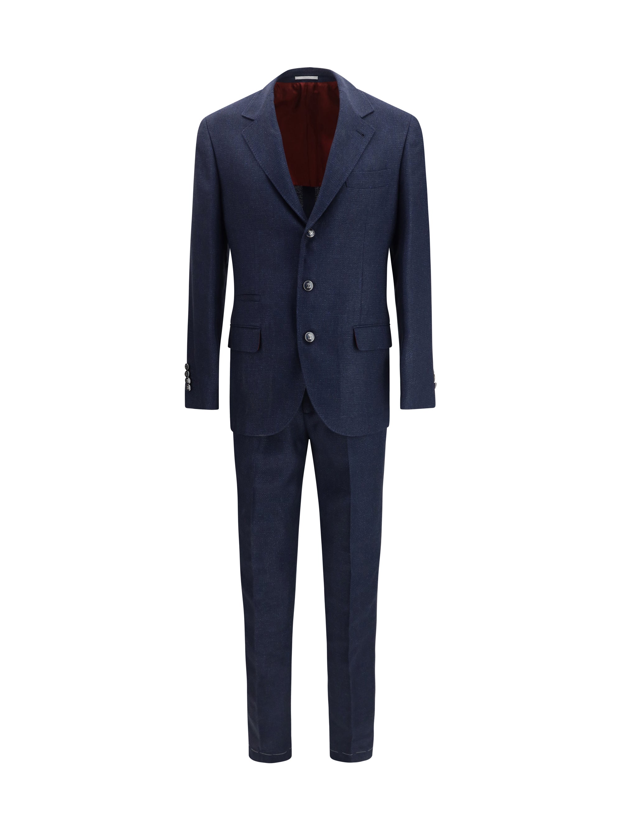 Single-Breasted Navy Wool Pant Suit — Navy