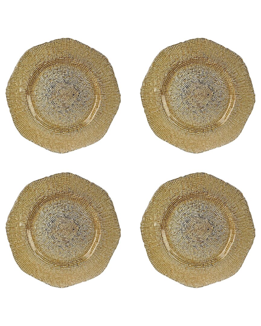 Set of 4 Citrine Glass Chargers