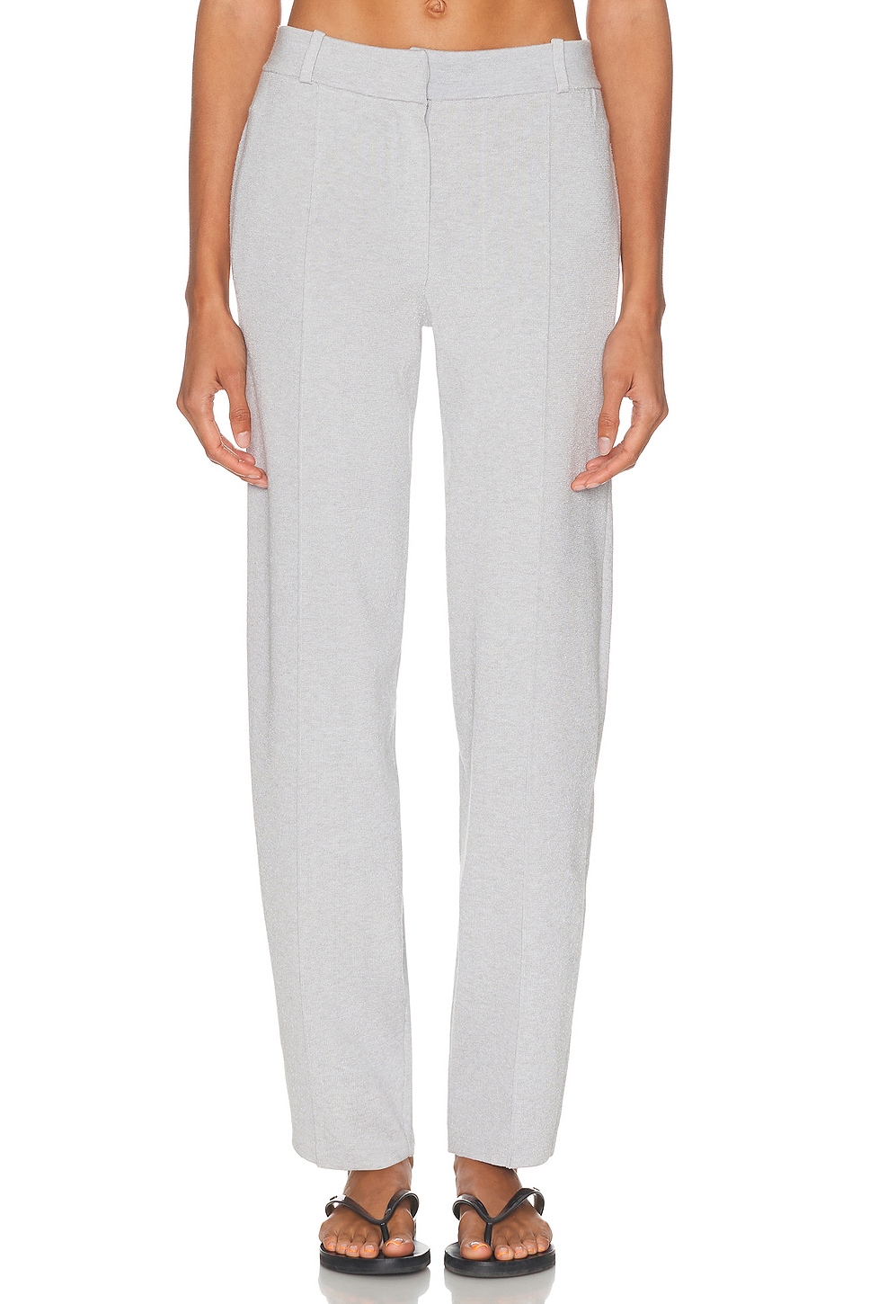 SRG Marielle Knit Tapered Pant in Light Grey - Light Grey. L also in XS, S
