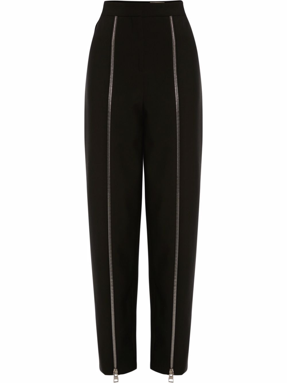 Zip-detail-high-waisted trousers - Black
