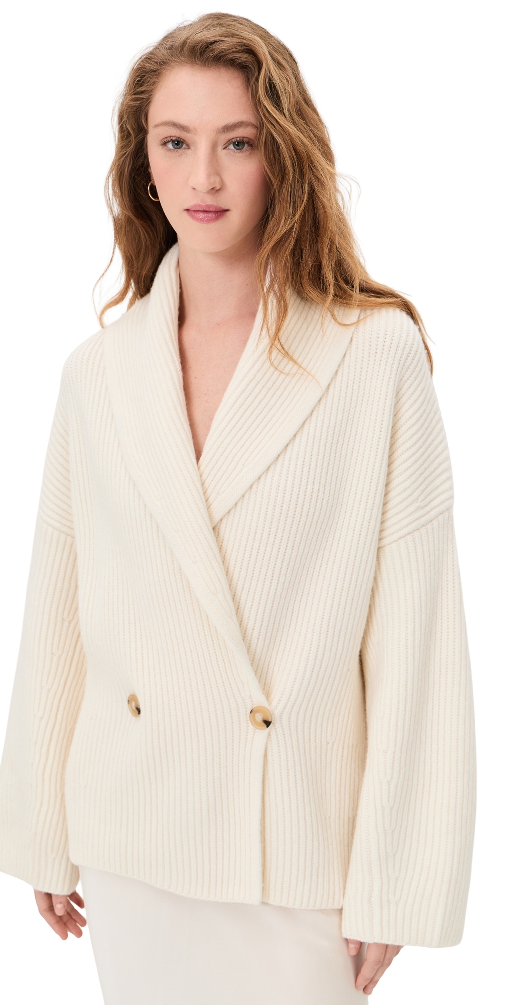 Draped Sweater Coat Off White
