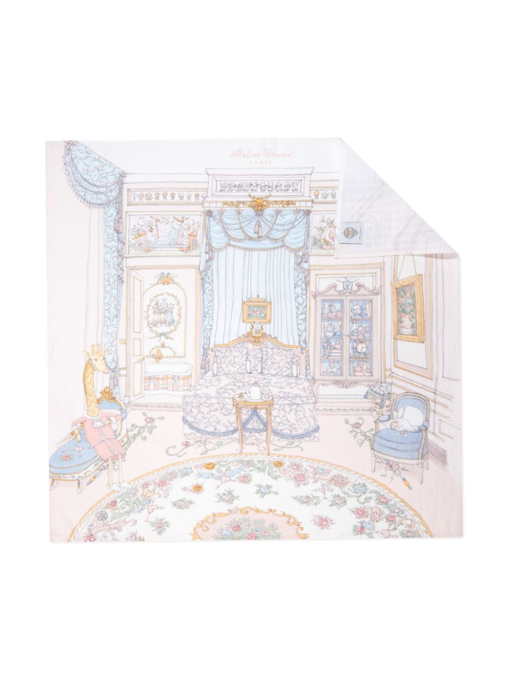 French Bedroom-print cotton blanket - Pink