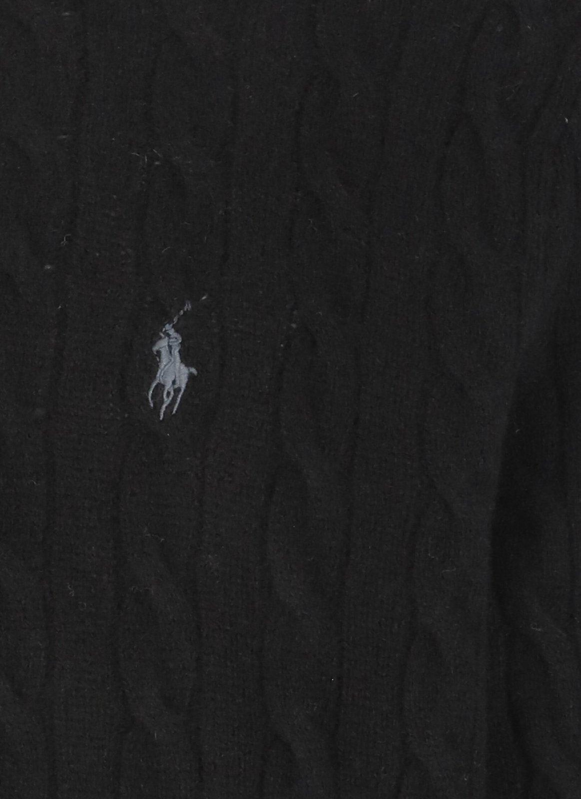Logo-embroidered cable-knit jumper - Black