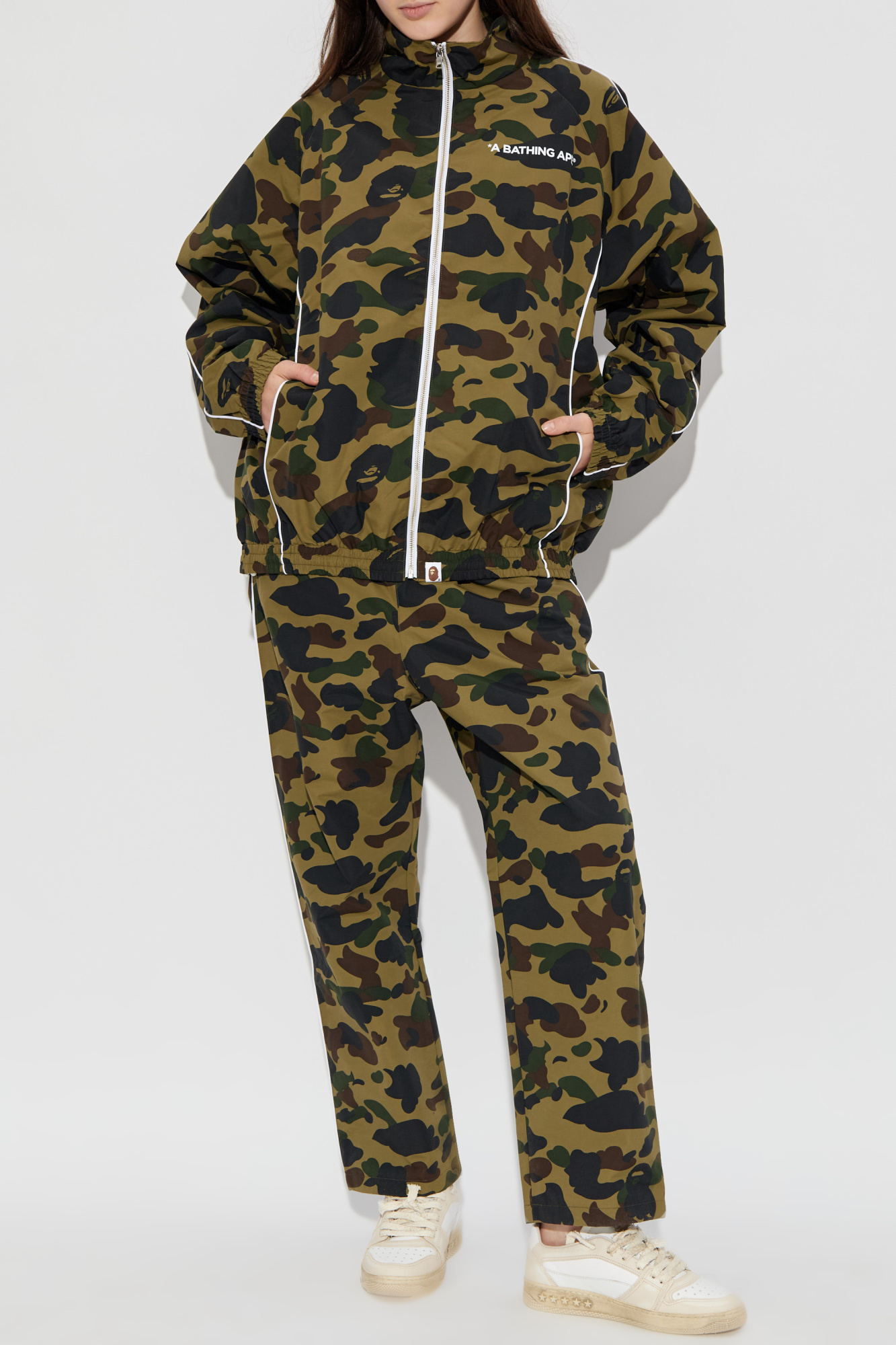 Trousers With A Camo Motif, Women's, Green