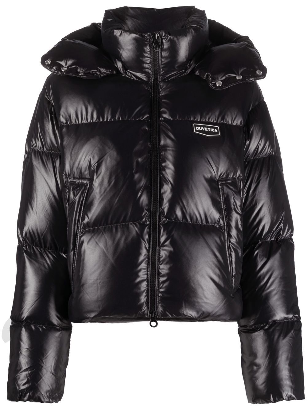 Logo-patch puffer jacket - Black