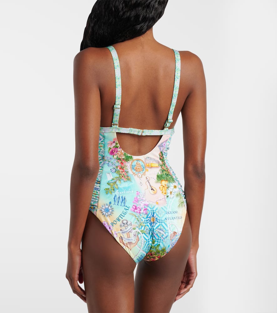 Embellished printed swimsuit