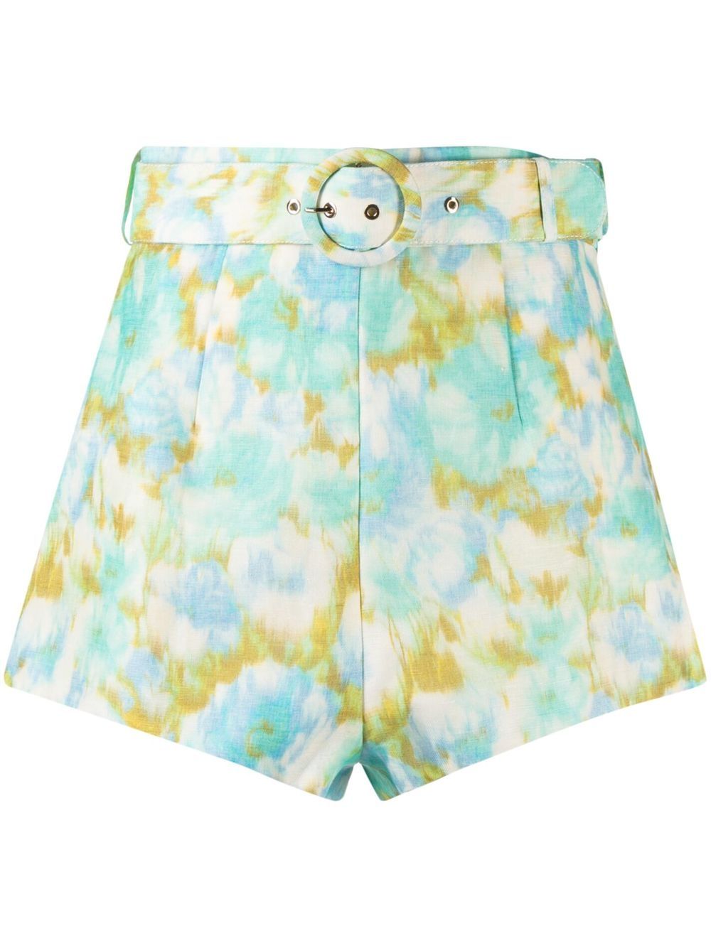 Printed belted shorts - Green