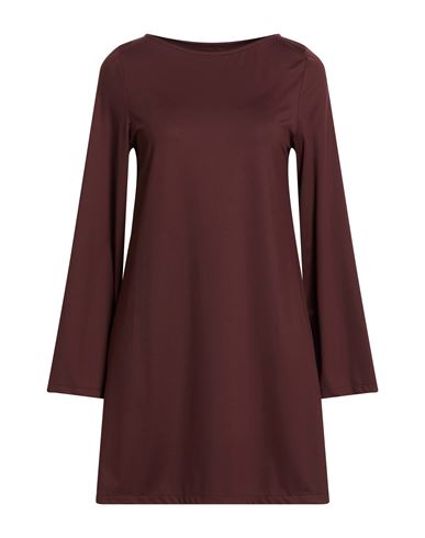 Woman Mini dress Chocolate brown Size L Polyamide, Elastane