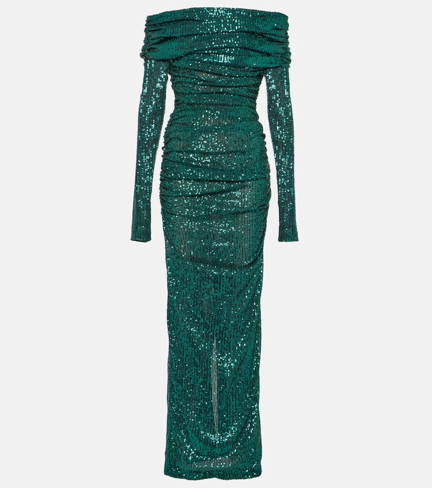 Off-shoulder sequined gown