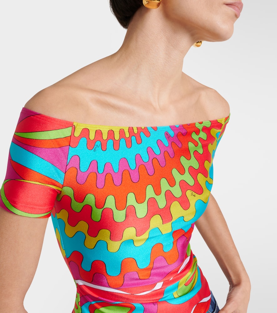 Printed off-shoulder top