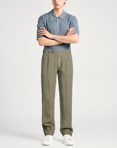 Man Pants Military green Size 40 Linen