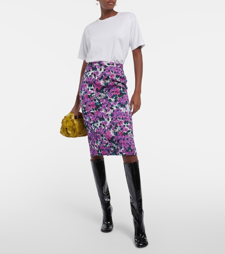Dries Van Noten Floral croc-effect midi skirt