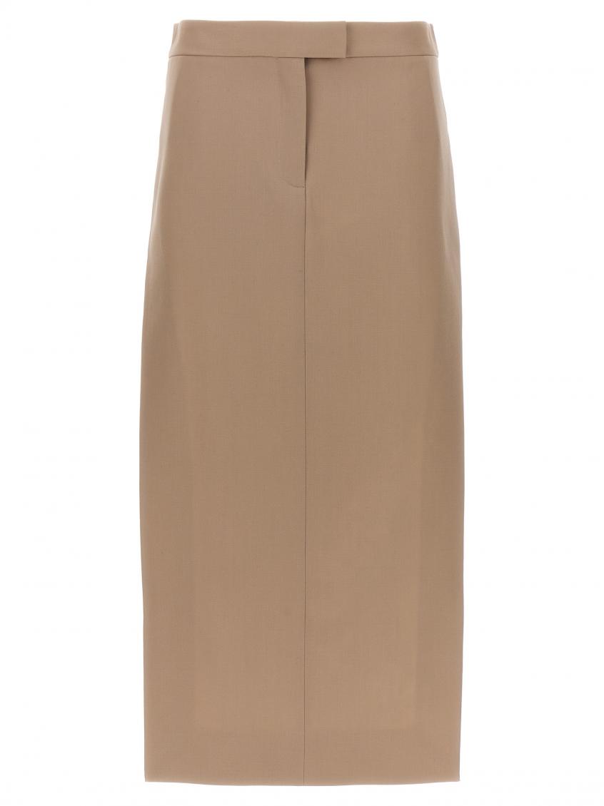 -Midi Skirt Gonne Beige-Donna