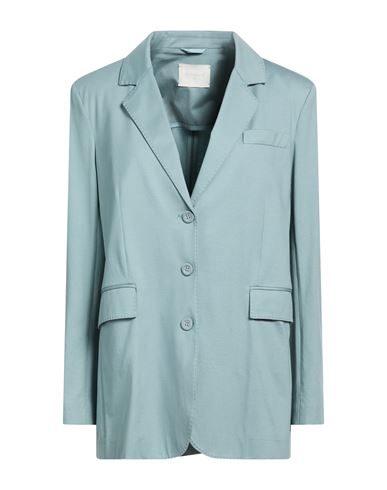 Woman Blazer Slate blue Size 6 Cotton, Elastane