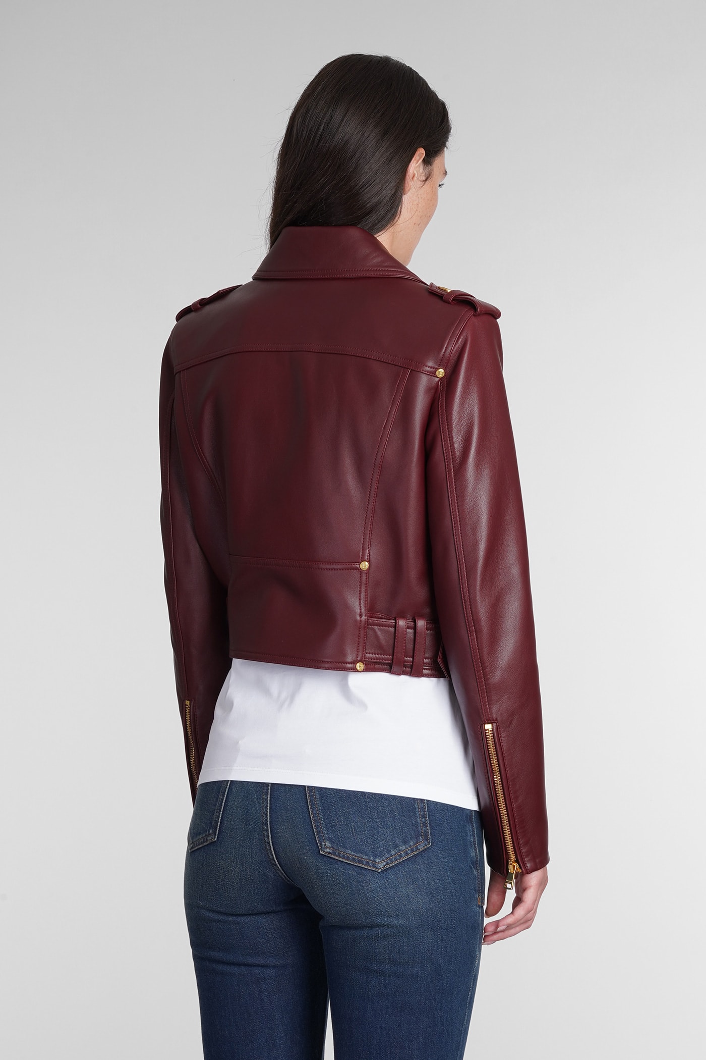 Leather Jacket In Bordeaux Leather