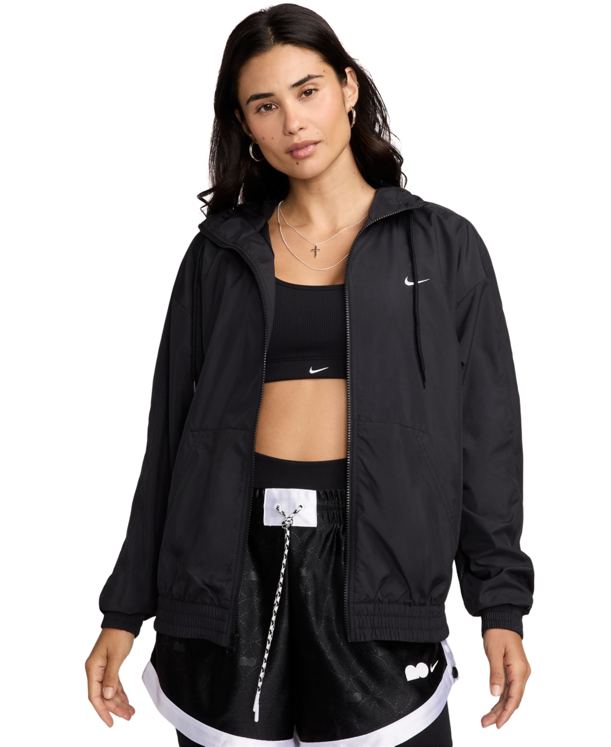 Women's Sportswear Classic Zip-Front Hooded Jacket - Black/white