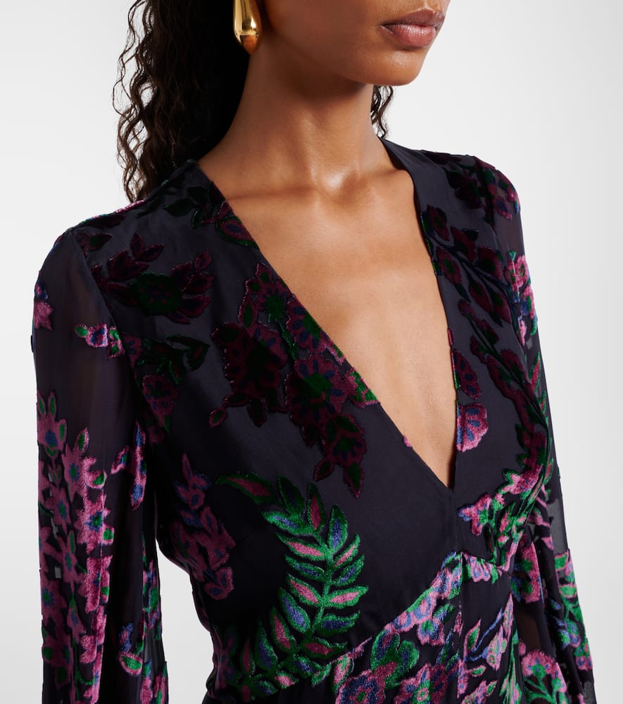 Embroidered sheer gown
