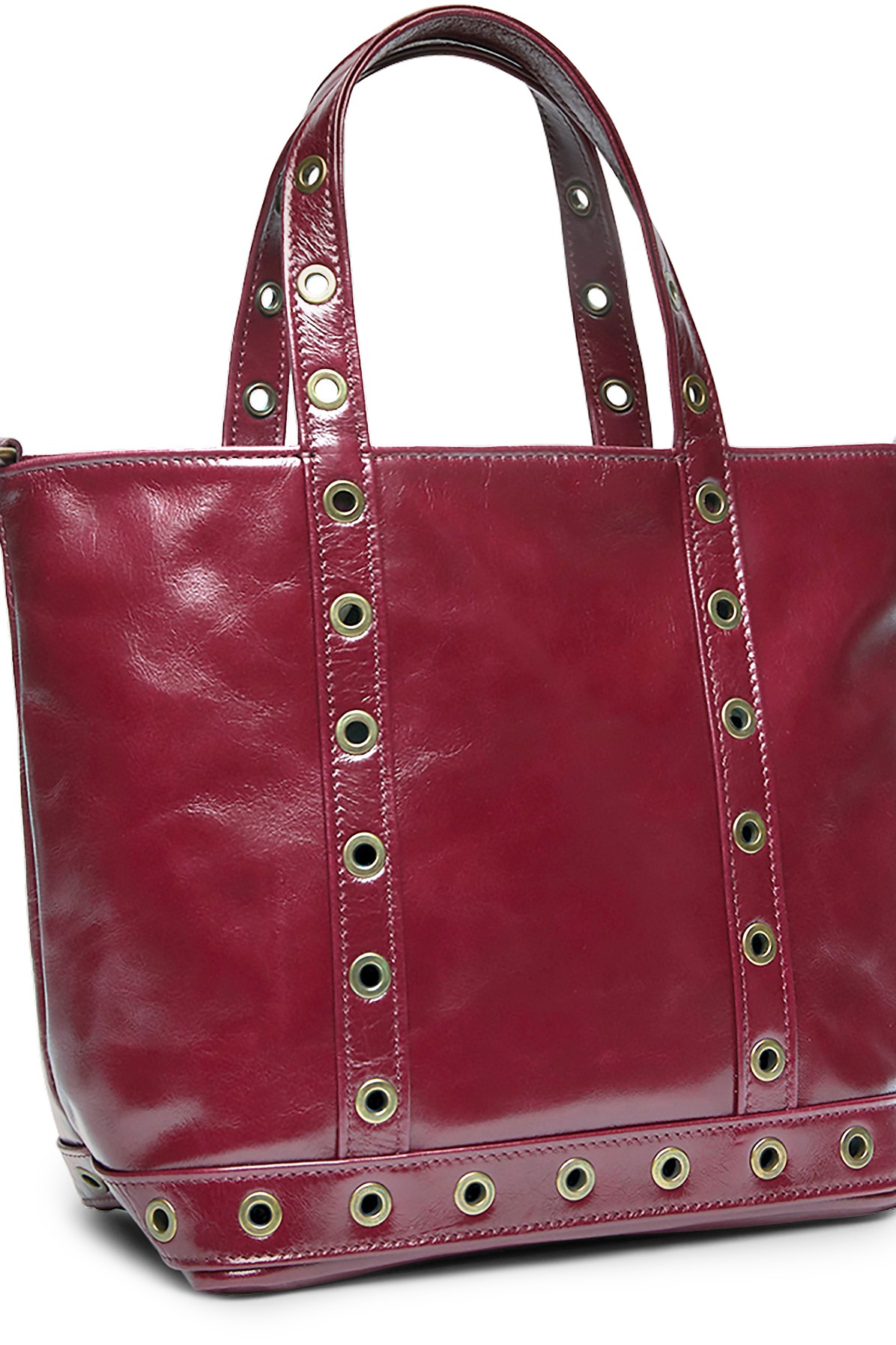 Small crinkled leather and eyelets Cabas tote