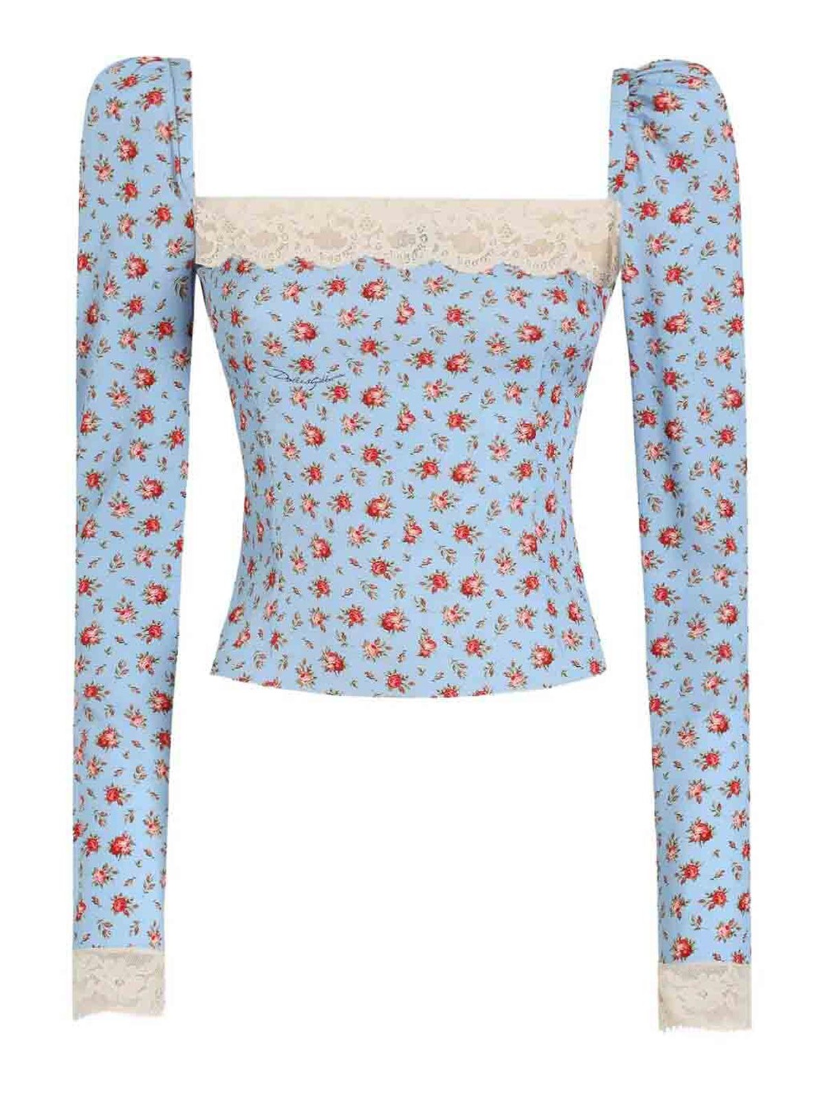 Dolce&Gabbana - silk blend floral lace long sleeve top