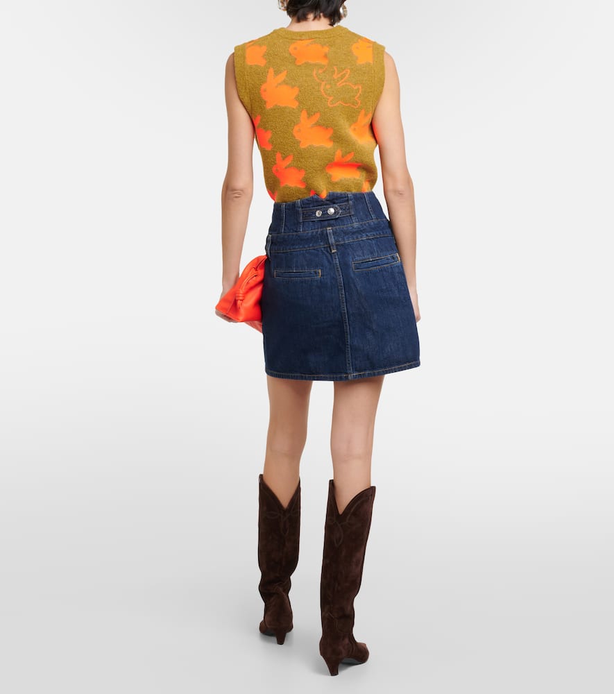 Corset denim high-rise miniskirt