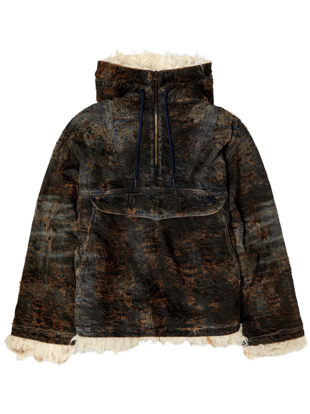 D-ARAK-FSF coated jacquard denim anorak - Black